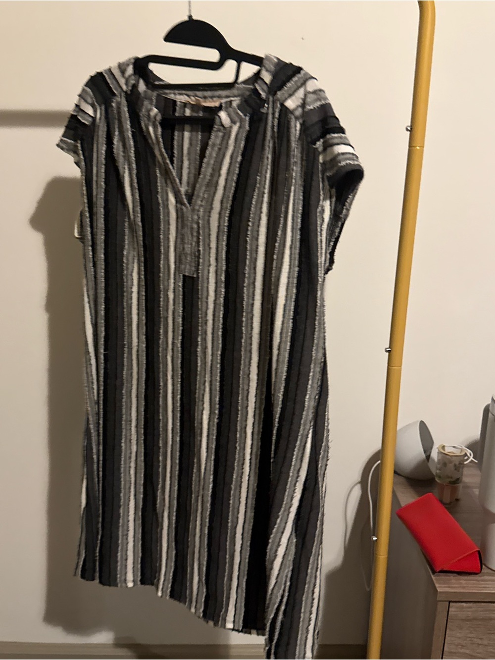 Striped Black & Gray Short Sleeve Dress